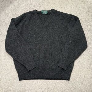 Alan Paine 100% Lambswool Dark Gray V-Neck Sweater Made in England Size 52 EU